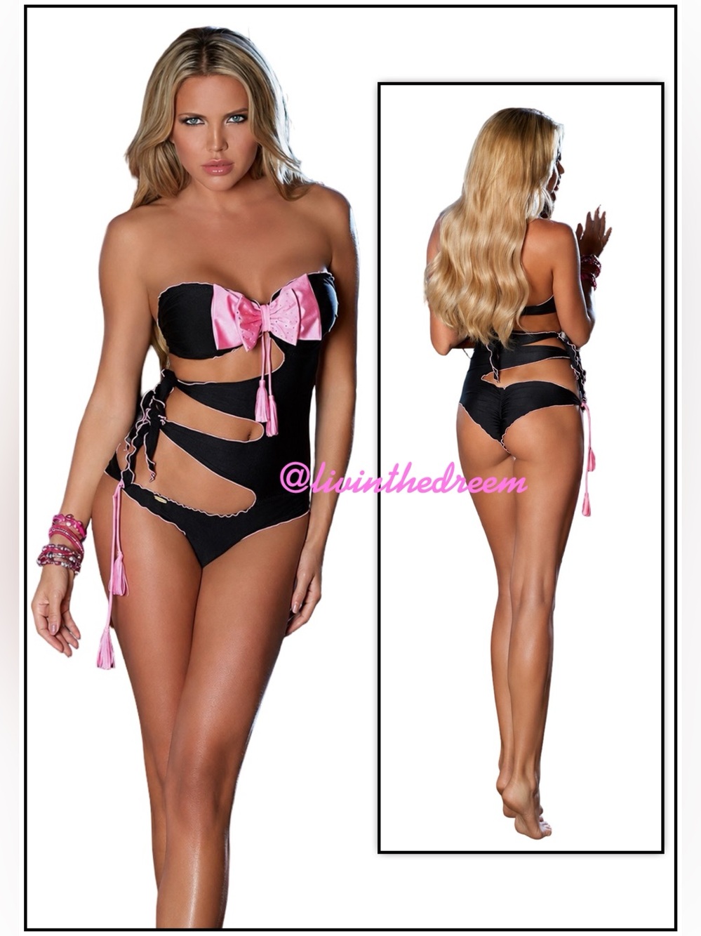 RARE!! Luli is Fama "Besos Y Lazos" Bow Bandeau One-Piece SZ XL